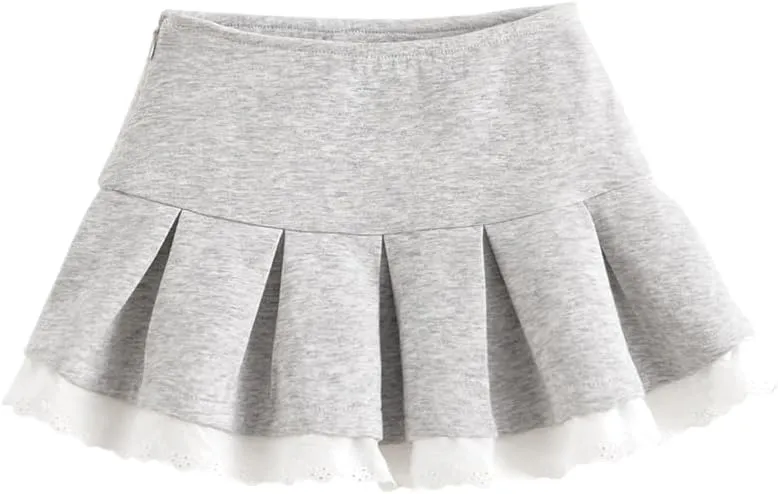 marc & janie Girls Ballet-Inspired Pleated Skirt Lace Trim Elastic Waist Soft Structured Cotton Airy Design 250139