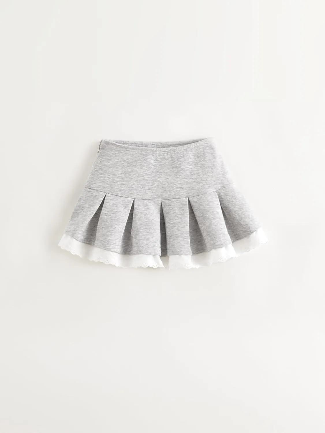 marc & janie Girls Ballet-Inspired Pleated Skirt Lace Trim Elastic Waist Soft Structured Cotton Airy Design 250139