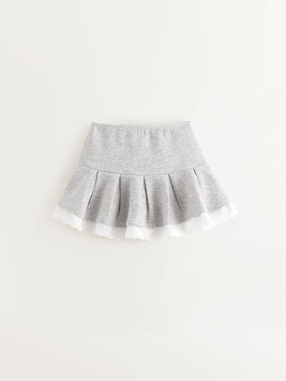 marc & janie Girls Ballet-Inspired Pleated Skirt Lace Trim Elastic Waist Soft Structured Cotton Airy Design 250139