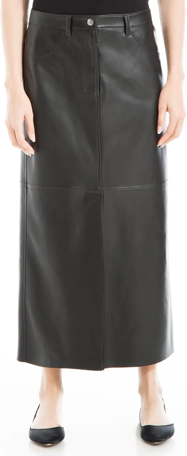 Max Studio Women's Faux Leatherette Long Skirt