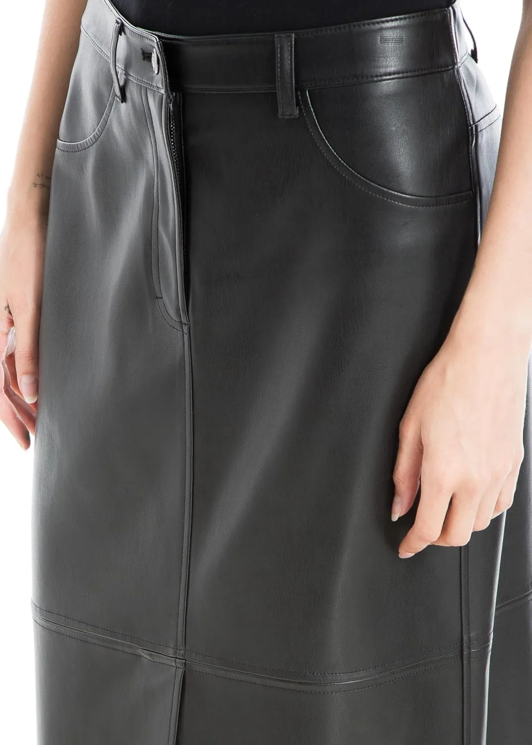 Max Studio Women's Faux Leatherette Long Skirt