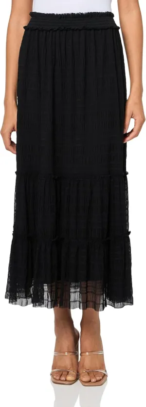Max Studio Women's Spring 2023 Fashion Everyday Texture Cotton Smocked Casual Flowy Maxi Skirt