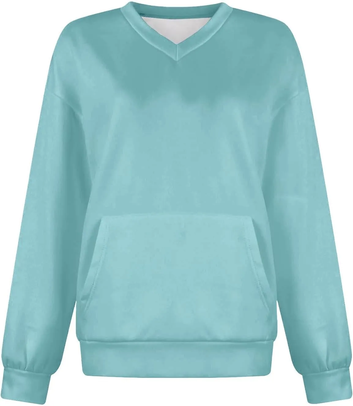 MBWTRP 2025 Trendy V Neck Sweatshirt for Women with Pocket Long Sleeve Pullover Oversized Comfy Sweater Tops Spring Outfits