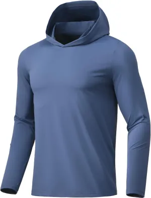 Men Athletic Hoodies Long Sleeve Fishing Shirts UPF 50  Sun Protection Dry Fit Wicking Hooded Running Shirts