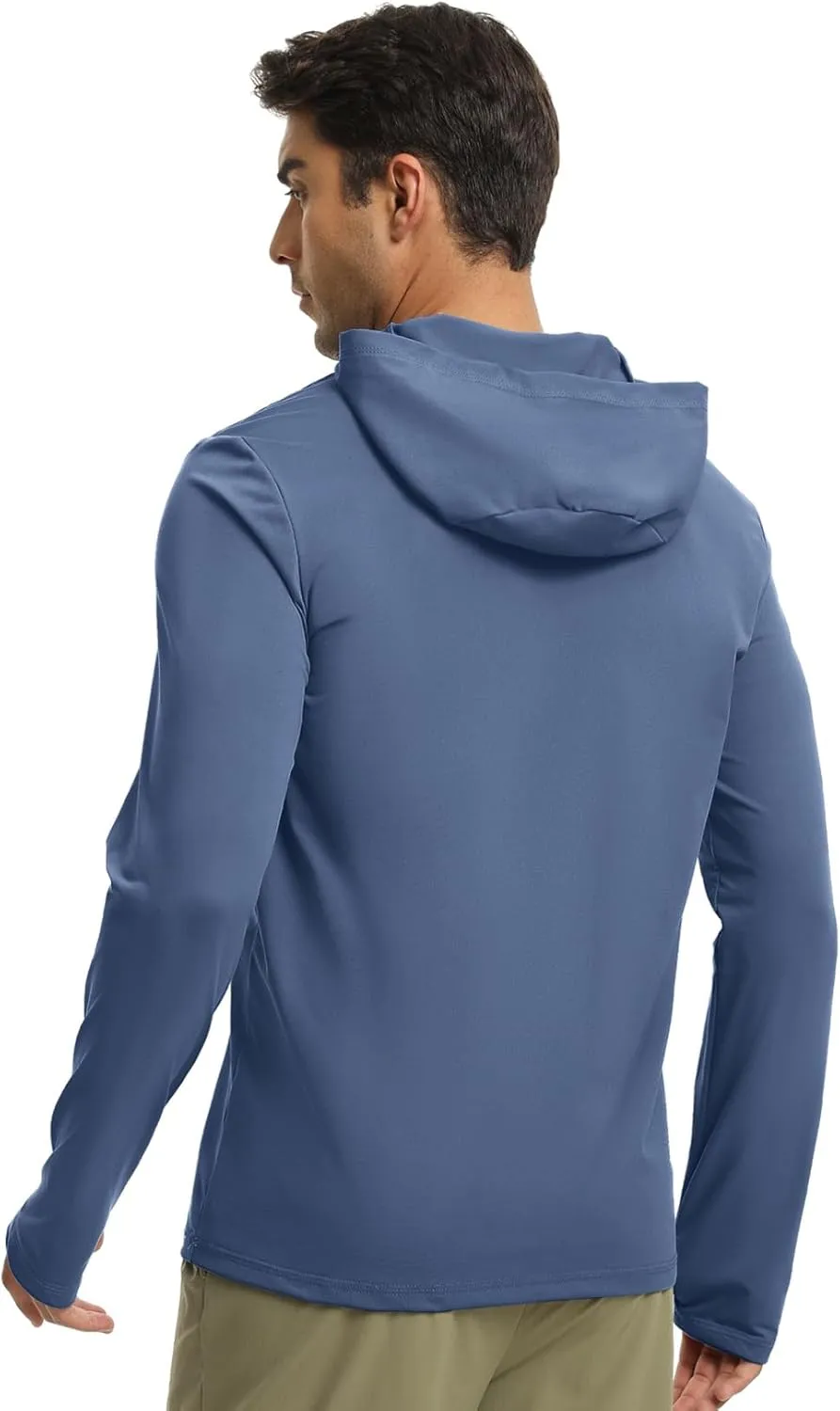 Men Athletic Hoodies Long Sleeve Fishing Shirts UPF 50  Sun Protection Dry Fit Wicking Hooded Running Shirts