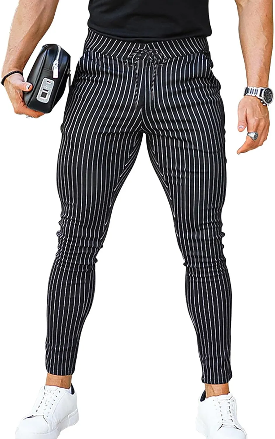 Men Cargo Jogger Lightweight Tapered Hiking Pants Sport Running Sweatpants for Training Elastic Waist Drawstring Jeans