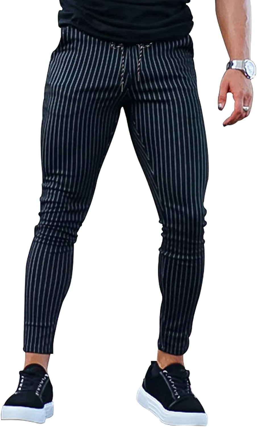 Men Cargo Jogger Lightweight Tapered Hiking Pants Sport Running Sweatpants for Training Elastic Waist Drawstring Jeans