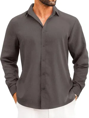 Men Classic Fit Shirt Long Sleeve Button Down Casual Work Shirt Shirt for Beach Summer Wedding Shirt Plus Size