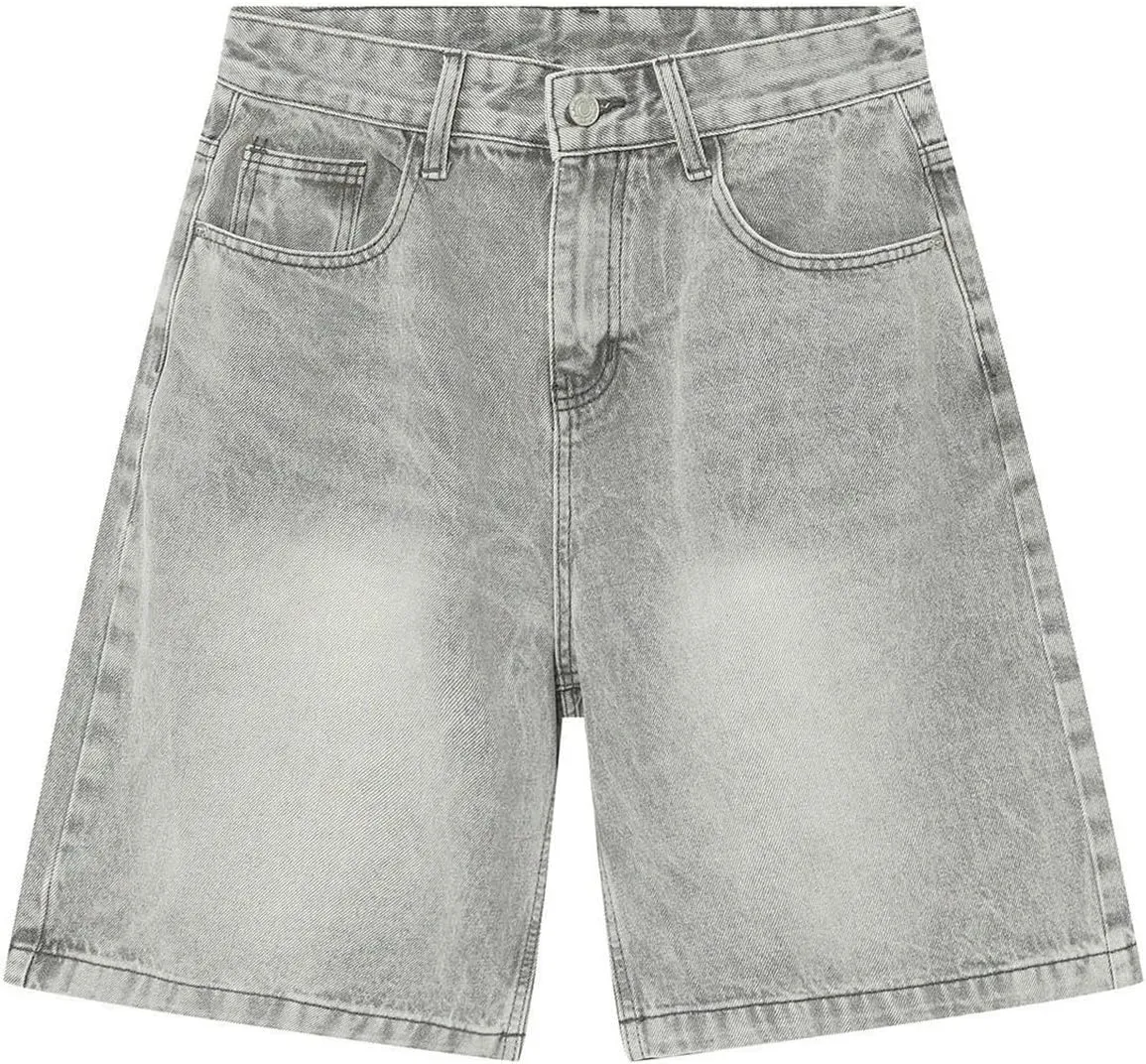 Men Loose Fit Denim Shorts Baggy Casual Summer Wide Leg Mid Jean Jorts Hip Hop Shorts Streetwear with Pockets