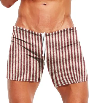 Men Trunks Athletic Gym Shorts Sexy Low Waist Drawstring Fitness Bodybuilding Capris Stretch Muscle Casual Beach Pant