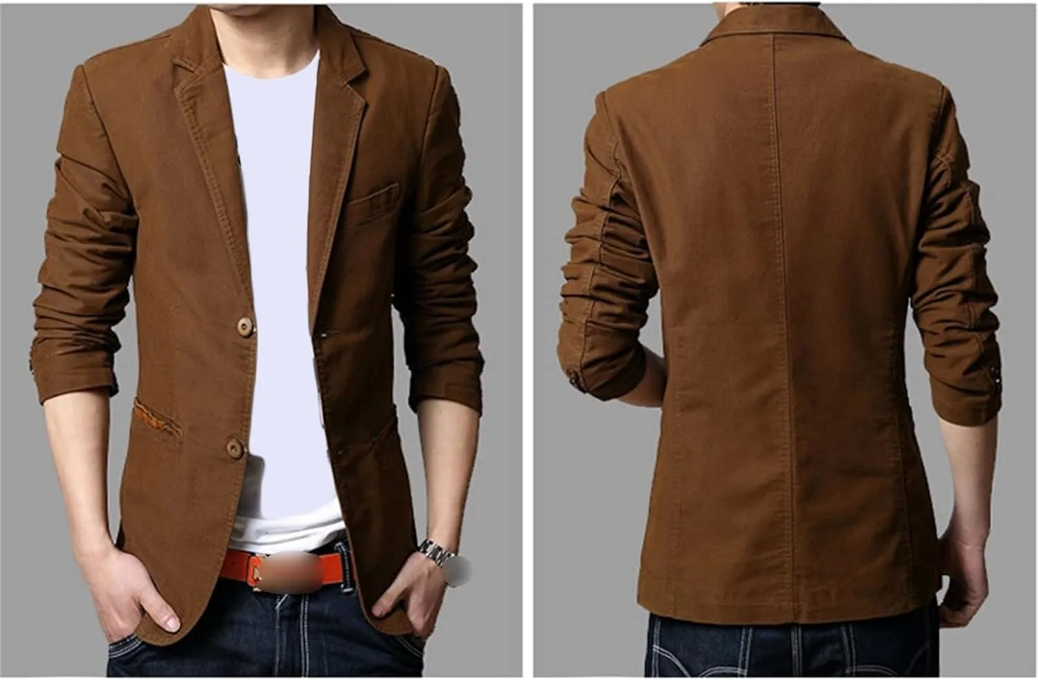 Men's 2 Buttons Casual Sport Coats Lightweight Single Breasted Slim Fit Suit Blazer Cotton Formal Dress Jackets