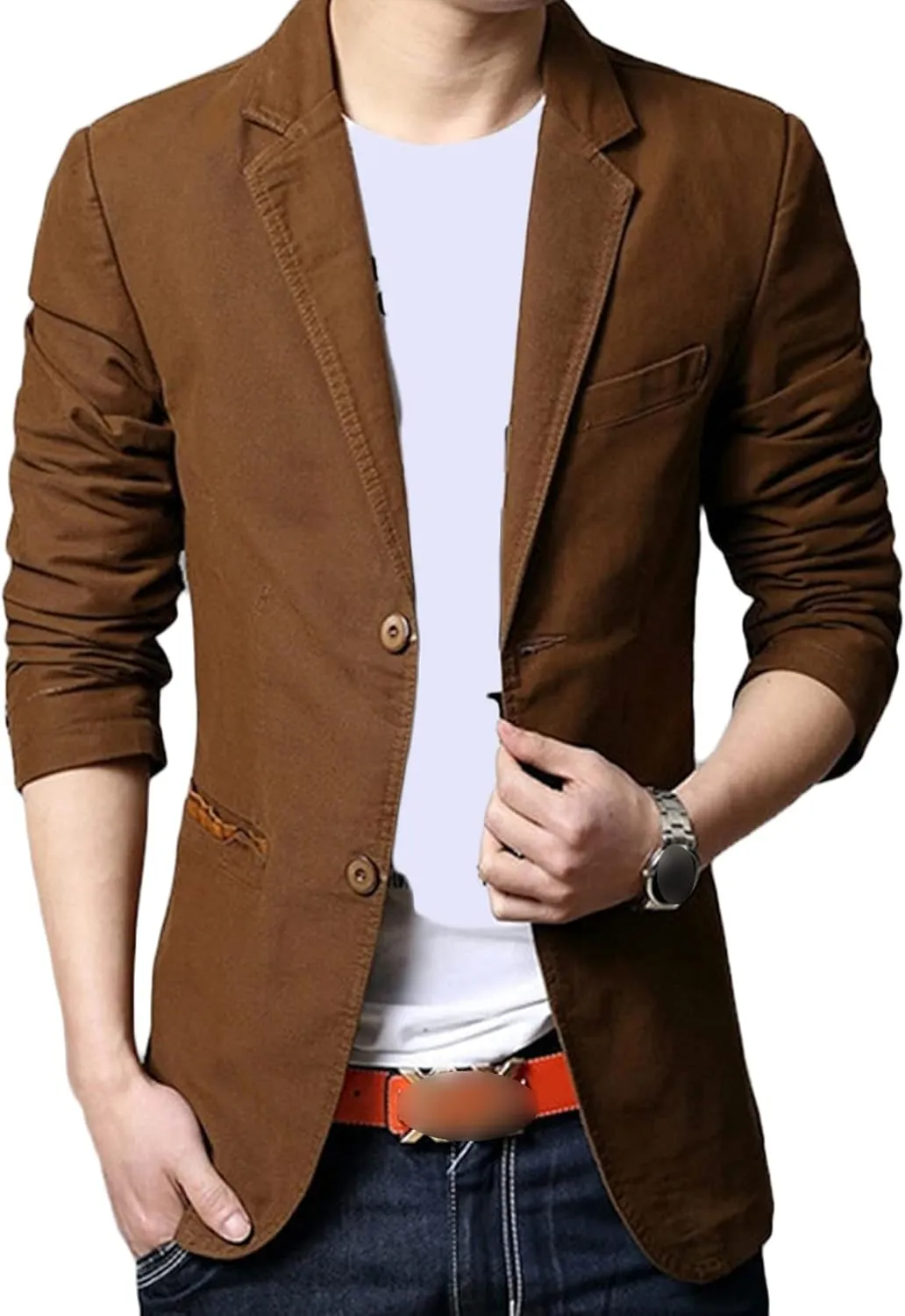 Men's 2 Buttons Casual Sport Coats Lightweight Single Breasted Slim Fit Suit Blazer Cotton Formal Dress Jackets