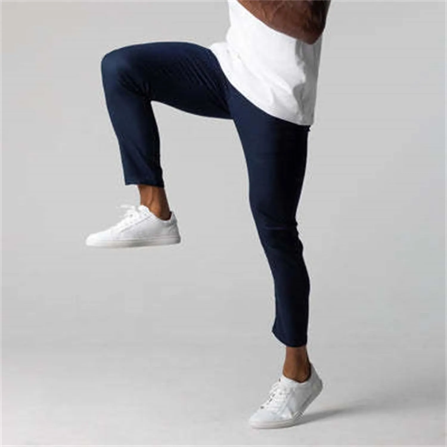 Mens 2023 Chinos Dress Pants Basic Solid Color Sweatpants Slim Fit Stretch Flat-Front Golf Pants Casual Travel