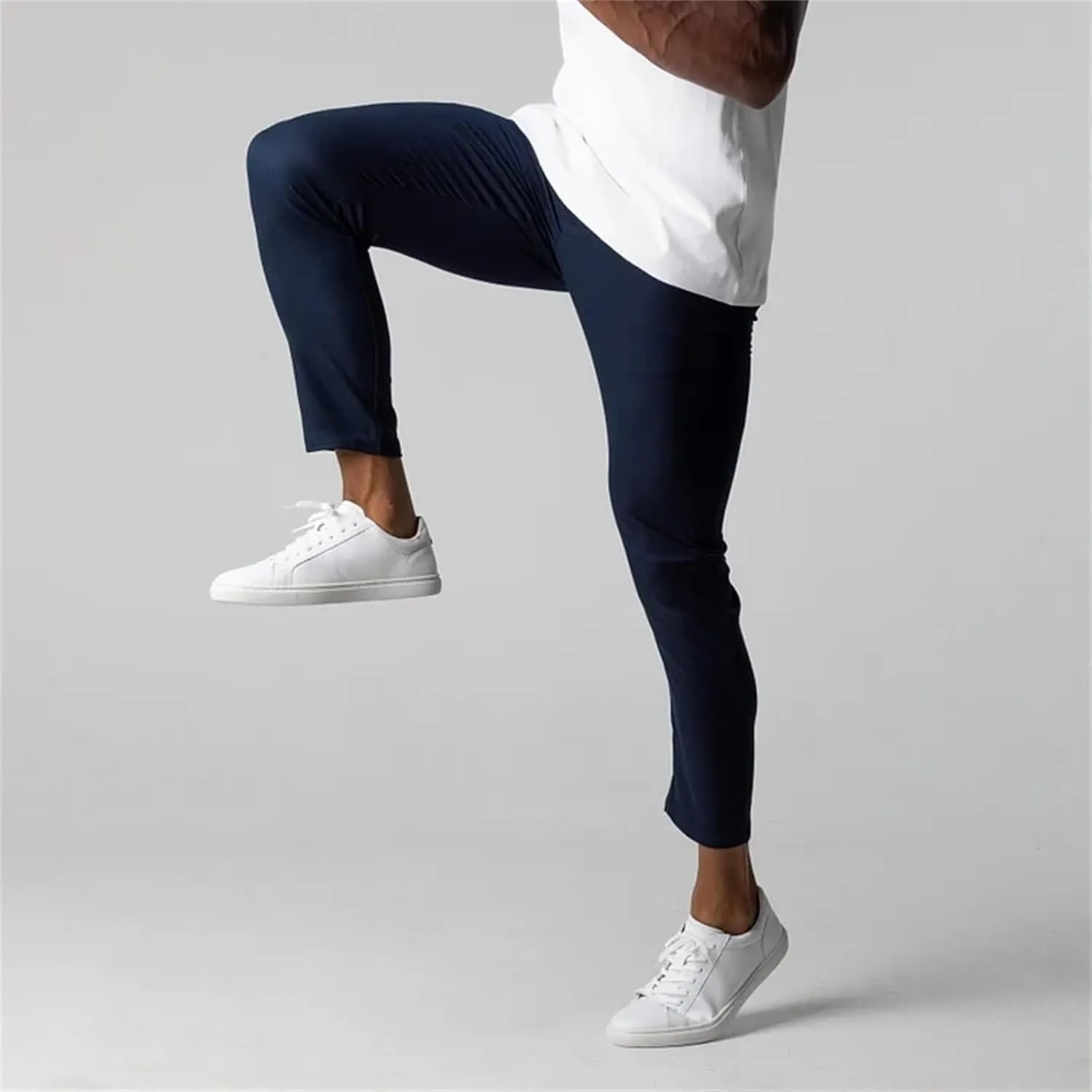 Mens 2023 Chinos Dress Pants Basic Solid Color Sweatpants Slim Fit Stretch Flat-Front Golf Pants Casual Travel