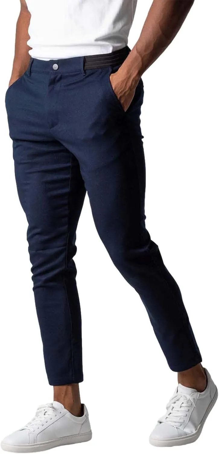 Mens 2023 Chinos Dress Pants Basic Solid Color Sweatpants Slim Fit Stretch Flat-Front Golf Pants Casual Travel