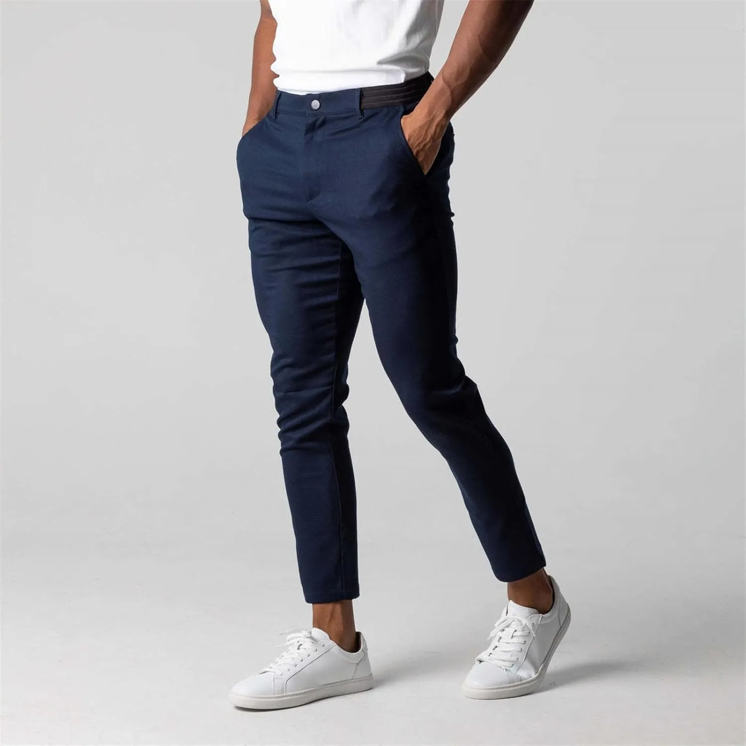 Mens 2023 Chinos Dress Pants Basic Solid Color Sweatpants Slim Fit Stretch Flat-Front Golf Pants Casual Travel