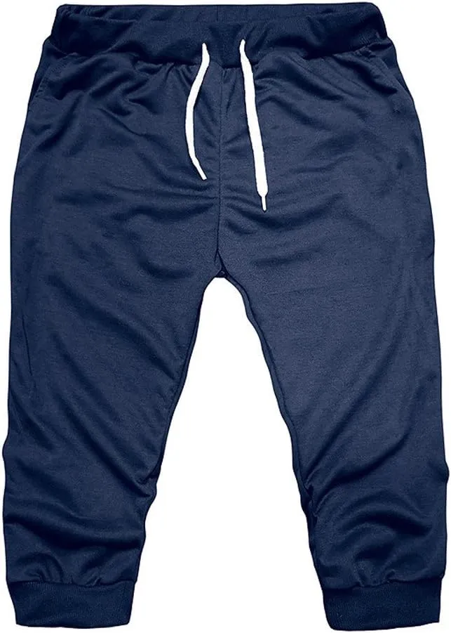 Men's 3/4 Jogger Capri Pants Workout Gym Below Knee Shorts Slim Fit Training Running Workout Capri Joggers Shorts