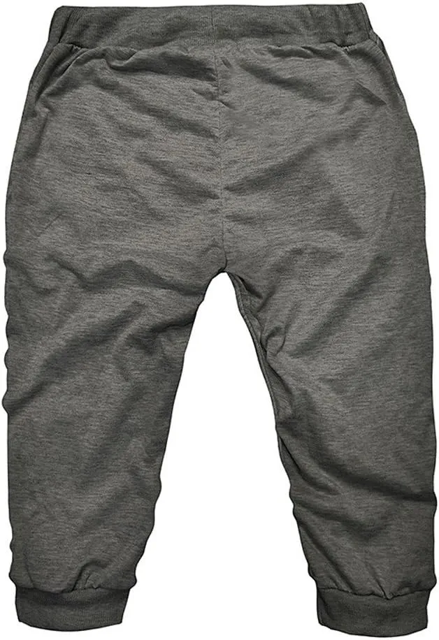 Men's 3/4 Jogger Capri Pants Workout Gym Below Knee Shorts Slim Fit Training Running Workout Capri Joggers Shorts
