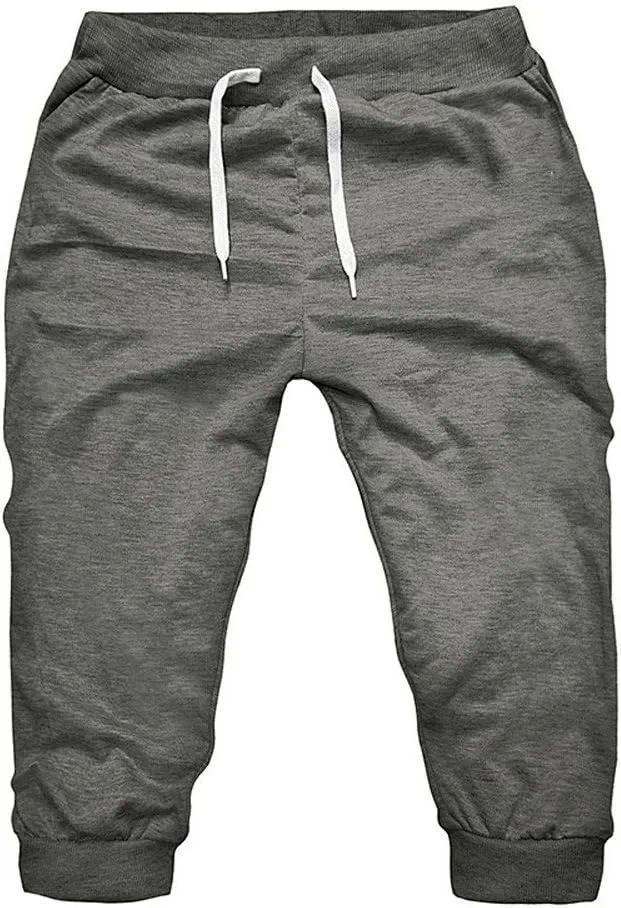 Men's 3/4 Jogger Capri Pants Workout Gym Below Knee Shorts Slim Fit Training Running Workout Capri Joggers Shorts
