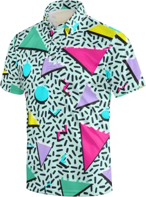 Mens 80s Golf Shirt Dry Fit Performance Short Sleeve Print Shirts Funny 90s Golf Shirts for Men