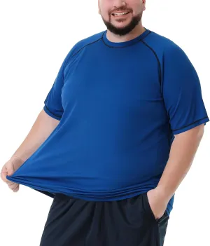 Mens Big and Tall Swim Shirt Sun Protection UPF 50  Rash Guard Quick Dry T-Shirt