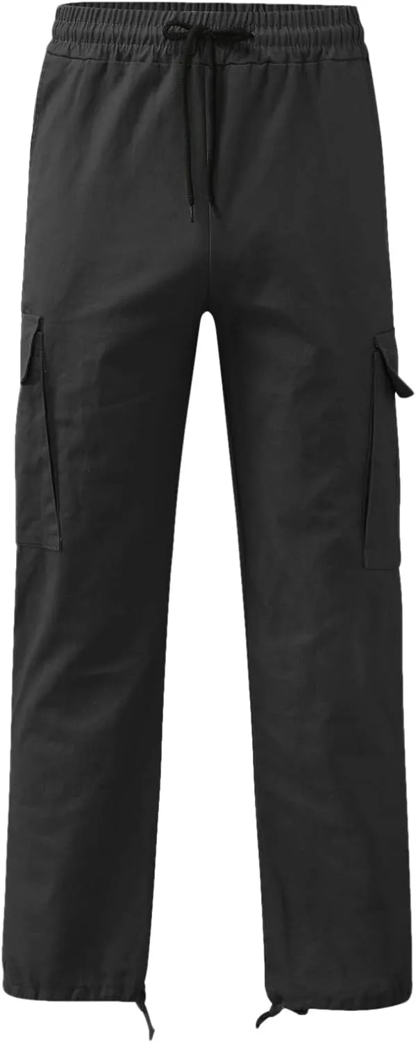 Mens Cargo Pants Casual Waist Color Sports Trousers Drawstring Sports Pants Fashion Hiking Joggers Athletic Overalls