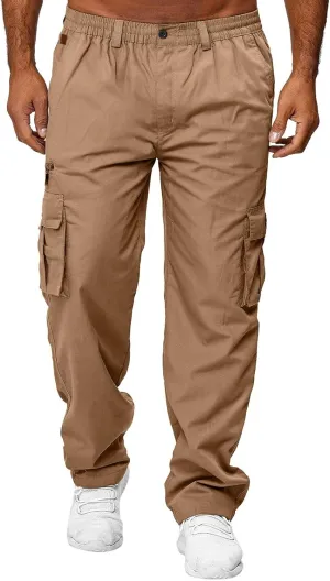 Men's Cargo Pants Multi Pockets Twill Chino Pants Joggers Straight-Leg Sports Overalls Athletic Work Sweatpants