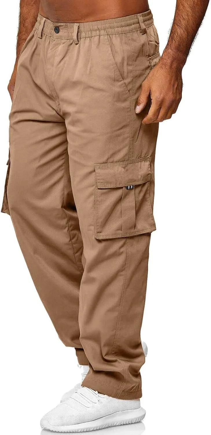 Men's Cargo Pants Multi Pockets Twill Chino Pants Joggers Straight-Leg Sports Overalls Athletic Work Sweatpants