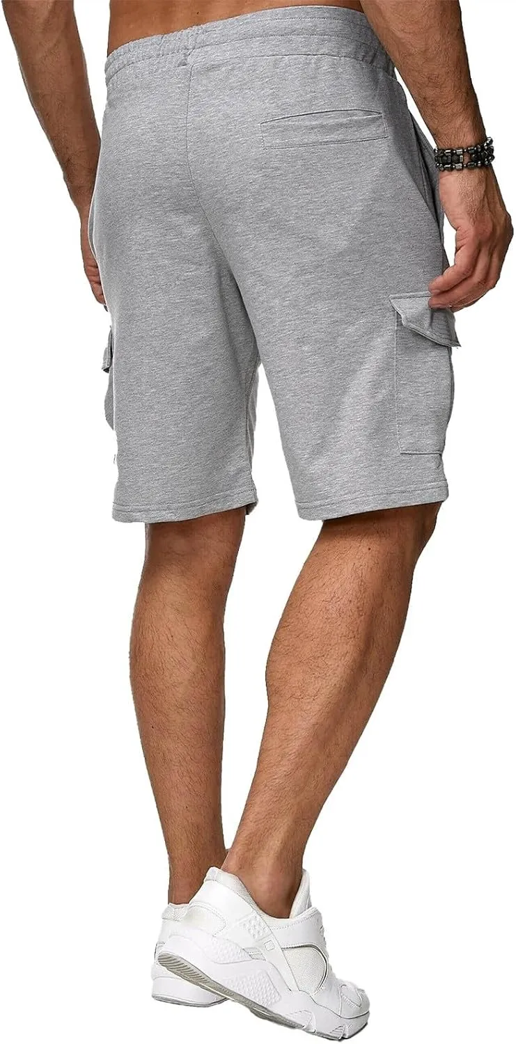 Mens Cargo Shorts Elastic Waistband Multi Pockets Casual Work Shorts for Men Loose Fit Lightweight Gym Workout Running Shorts