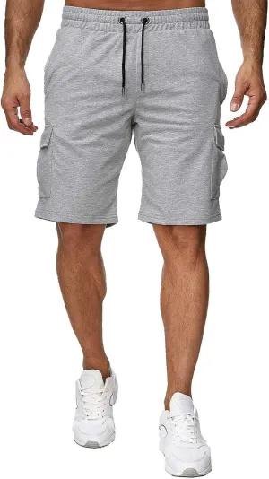 Mens Cargo Shorts Elastic Waistband Multi Pockets Casual Work Shorts for Men Loose Fit Lightweight Gym Workout Running Shorts