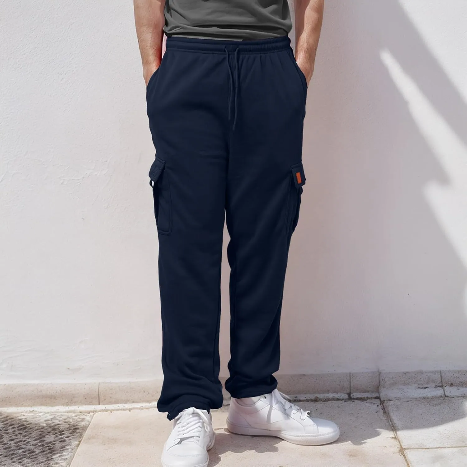 Men's Casual Cargo Pants Hiking Pants Elastic Waist Drawstring Stretch Joggers Sweatpants Athletic Pants Overalls