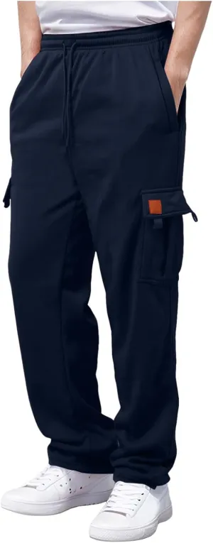 Men's Casual Cargo Pants Hiking Pants Elastic Waist Drawstring Stretch Joggers Sweatpants Athletic Pants Overalls