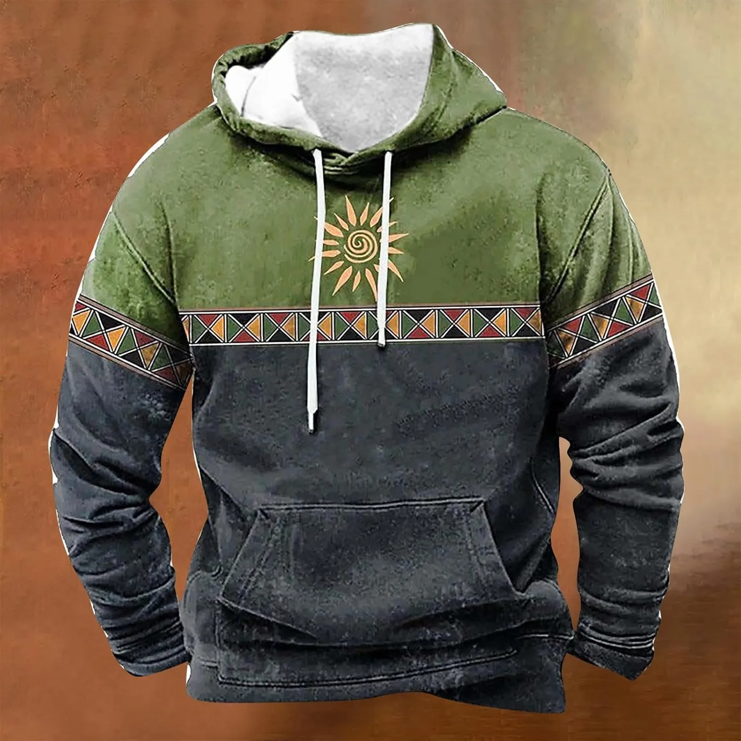 Men's Casual Fashionable Loose and Trendy Printed Hooded Long Sleeved Sweatshirt Sweatshirts for Men