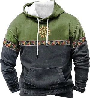 Men's Casual Fashionable Loose and Trendy Printed Hooded Long Sleeved Sweatshirt Sweatshirts for Men