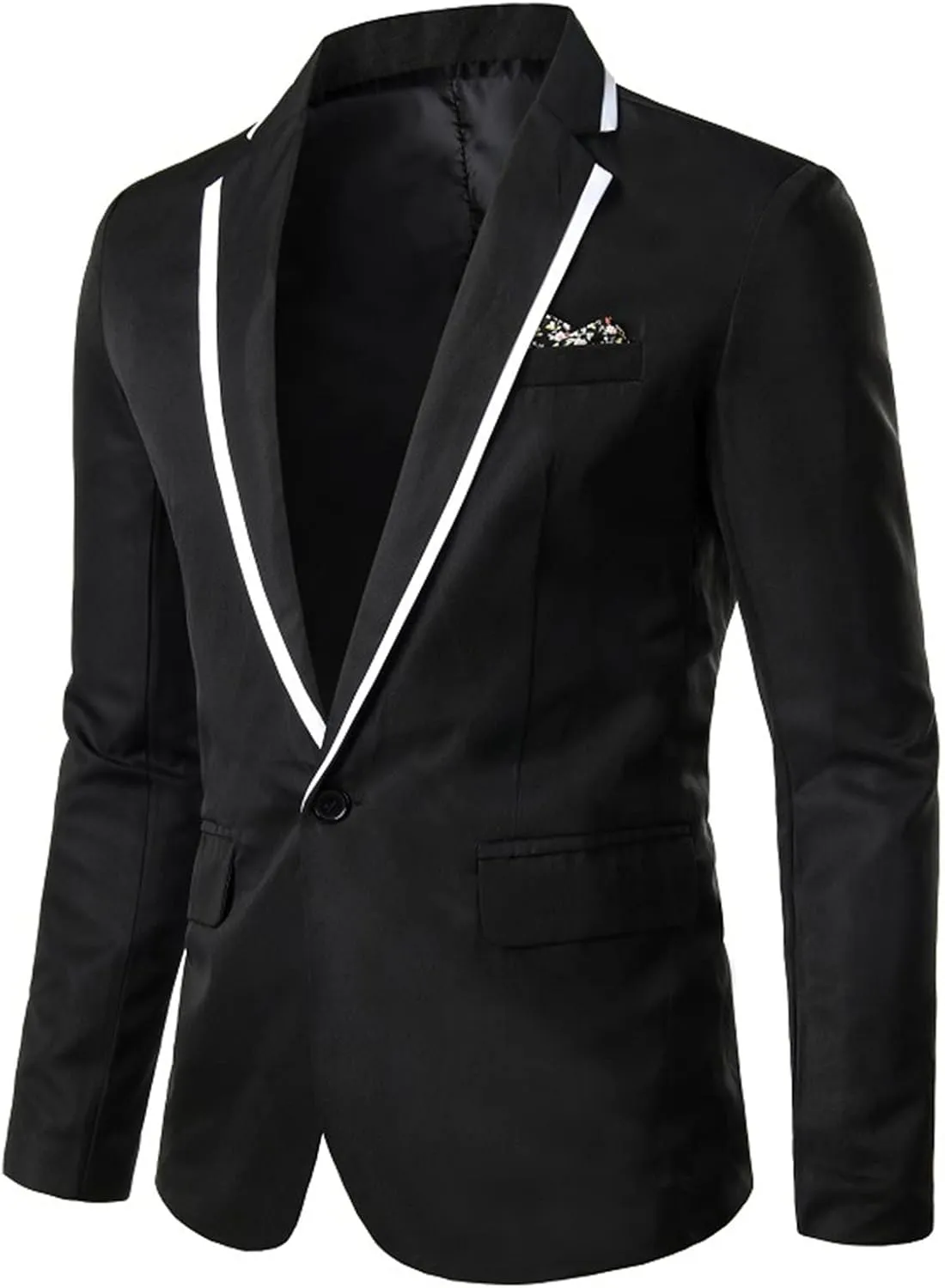 Men's Casual Slim Fit Sport Coat Solid One Button Notched Lapel Suit Jacket Lightweight Daily Tuxedo Blazer