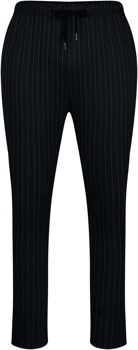Mens Chinos Skinny Pants Solid Striped Flat Front Pants Slim Fit Stretch Casual Trousers Golf Business Dress Pants
