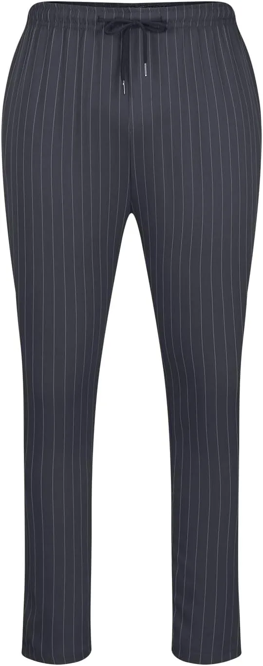 Mens Chinos Skinny Pants Solid Striped Flat Front Pants Slim Fit Stretch Casual Trousers Golf Business Dress Pants