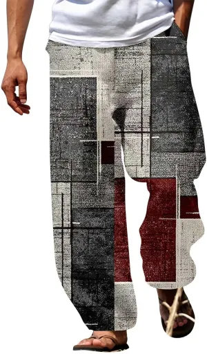 Mens Color Patchwork Casual Trousers Quick Dry Lightweight Outdoor Traveling Beach Pants Holiday Vacation Fashion Streetwear