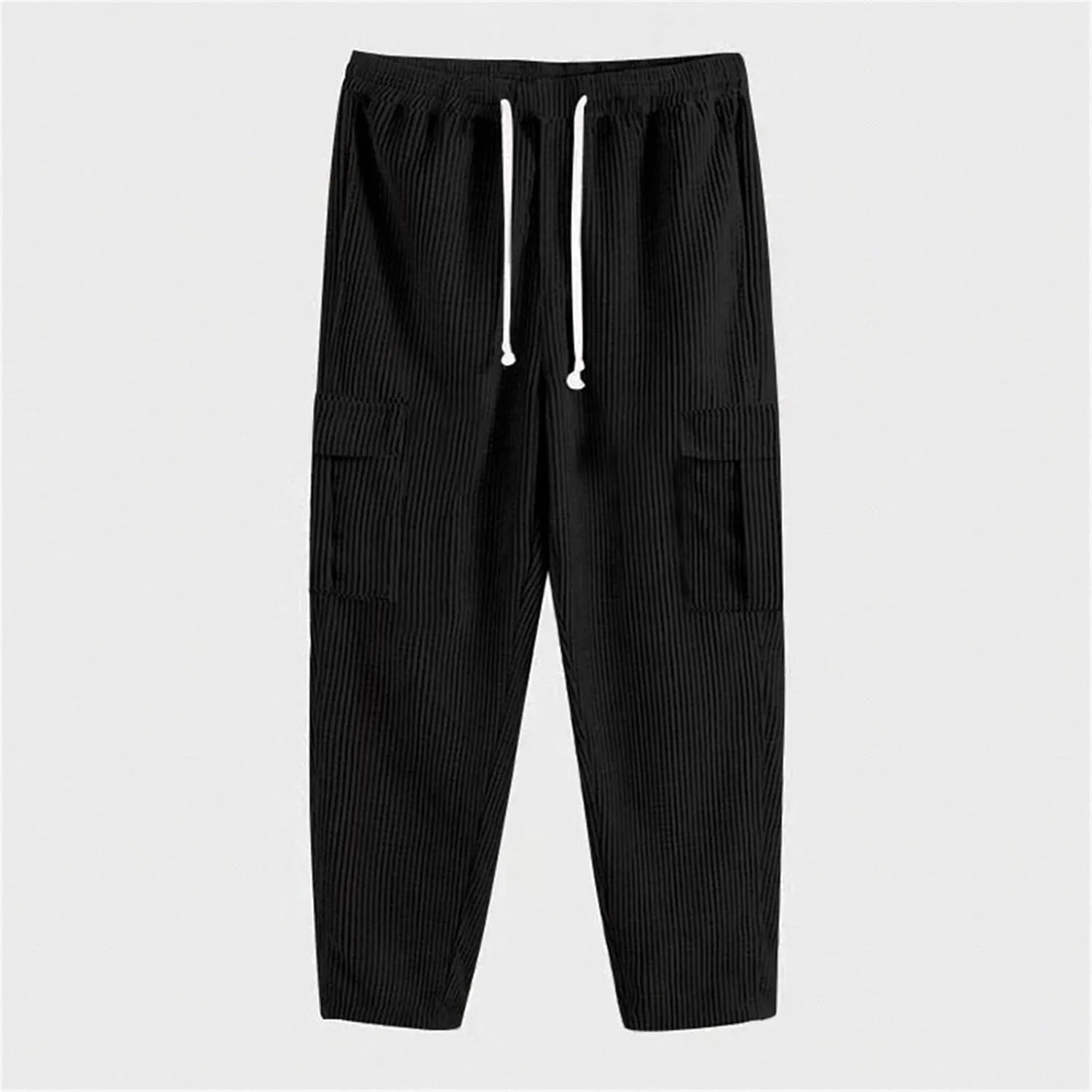 Mens Corduroy Joggers Pants Drawstring Elastic Waist Baggy Tapered Sweatpants Casual Pants Hip hop Streetwear Pant