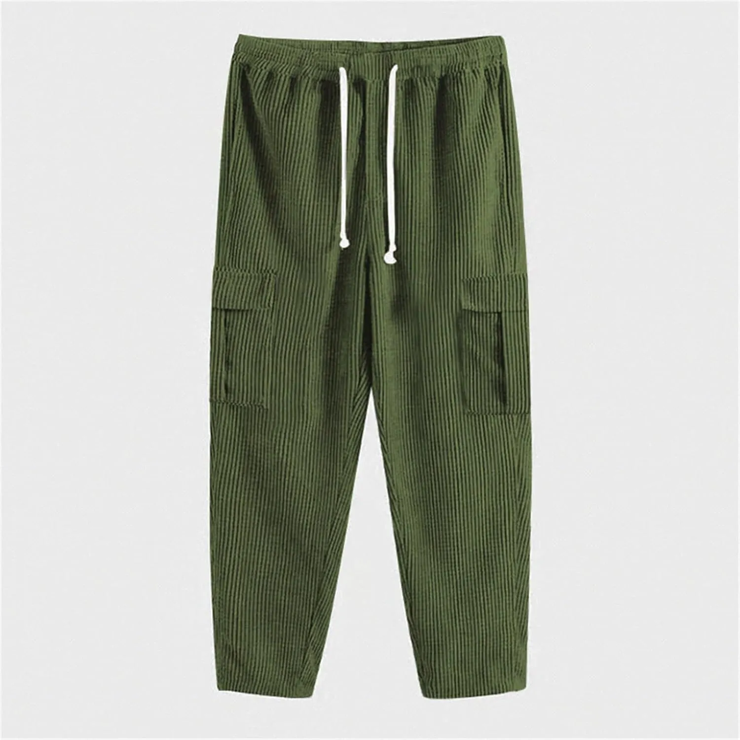 Mens Corduroy Joggers Pants Drawstring Elastic Waist Baggy Tapered Sweatpants Casual Pants Hip hop Streetwear Pant