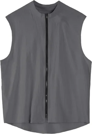 Mens Cotton Linen Vests Sleeveless Stand Collar Zip Solid Color Lightweight Casual Tops Travel Fishing Hiking Outfits