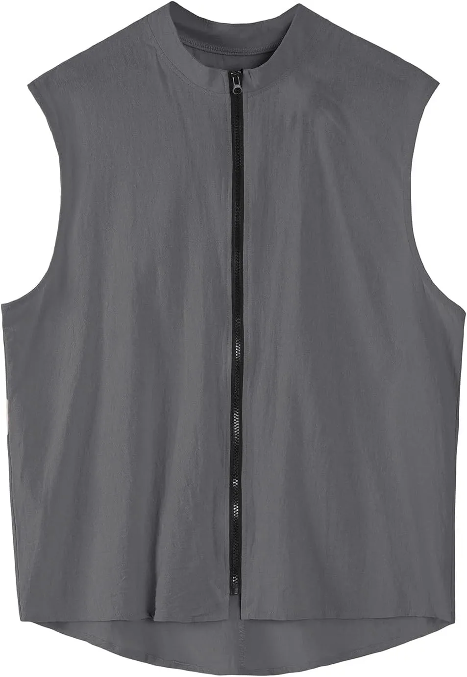 Mens Cotton Linen Vests Sleeveless Stand Collar Zip Solid Color Lightweight Casual Tops Travel Fishing Hiking Outfits