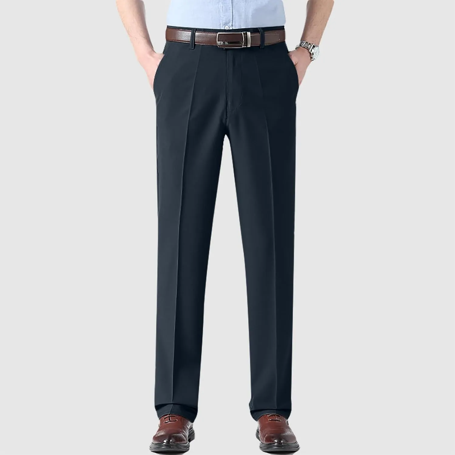 Men's Formal Wear Trousers with Pockets Straight Streamlined Solid Color Conference Formal Wear Suit Pants for Men