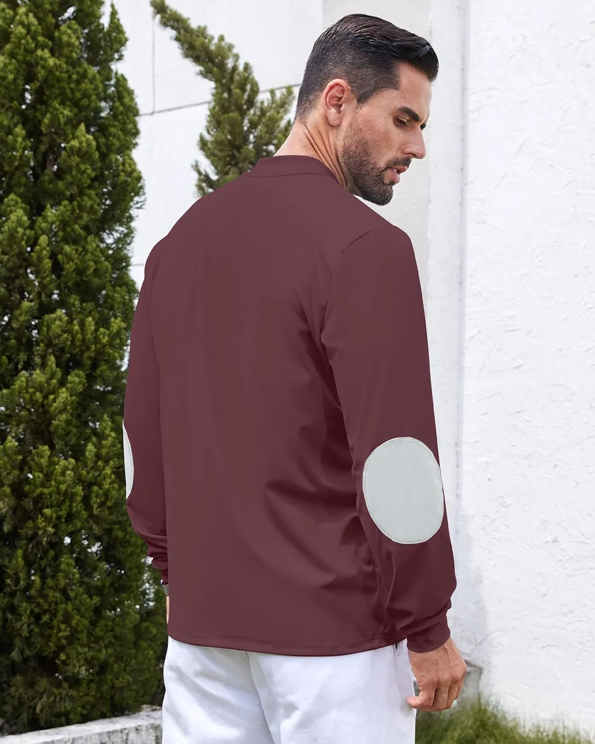 Men's Henley Golf Shirts Long Sleeve Collarless Golf Shirt Casual Moisture Wicking Quick Dry Shirts with Pocket