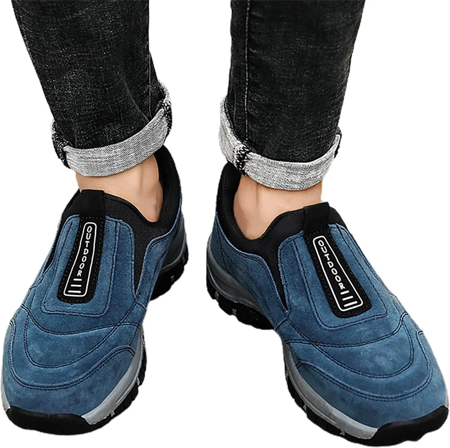 Men's Hiking Shoes Slip on Loafers Wide Trekking Trails Sneakers with Arch Support Comfortable Outdoor Walking Shoes