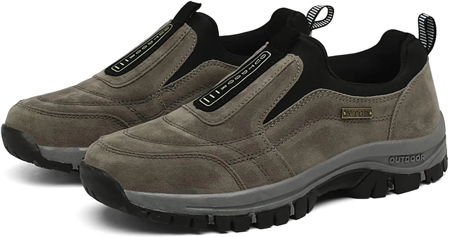 Men's Hiking Shoes Slip on Loafers Wide Trekking Trails Sneakers with Arch Support Comfortable Outdoor Walking Shoes