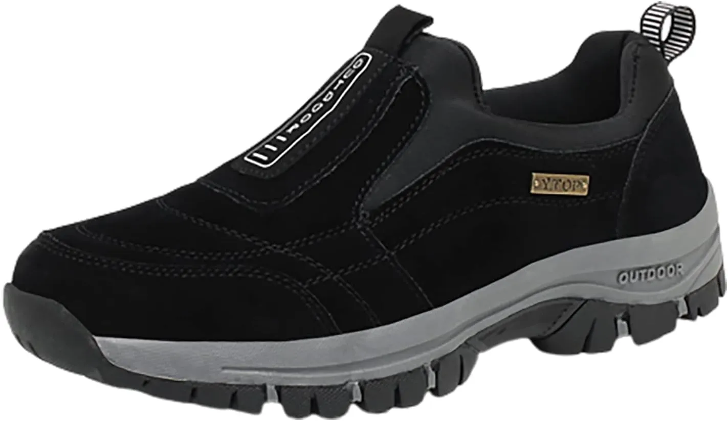 Men's Hiking Shoes Slip on Loafers Wide Trekking Trails Sneakers with Arch Support Comfortable Outdoor Walking Shoes