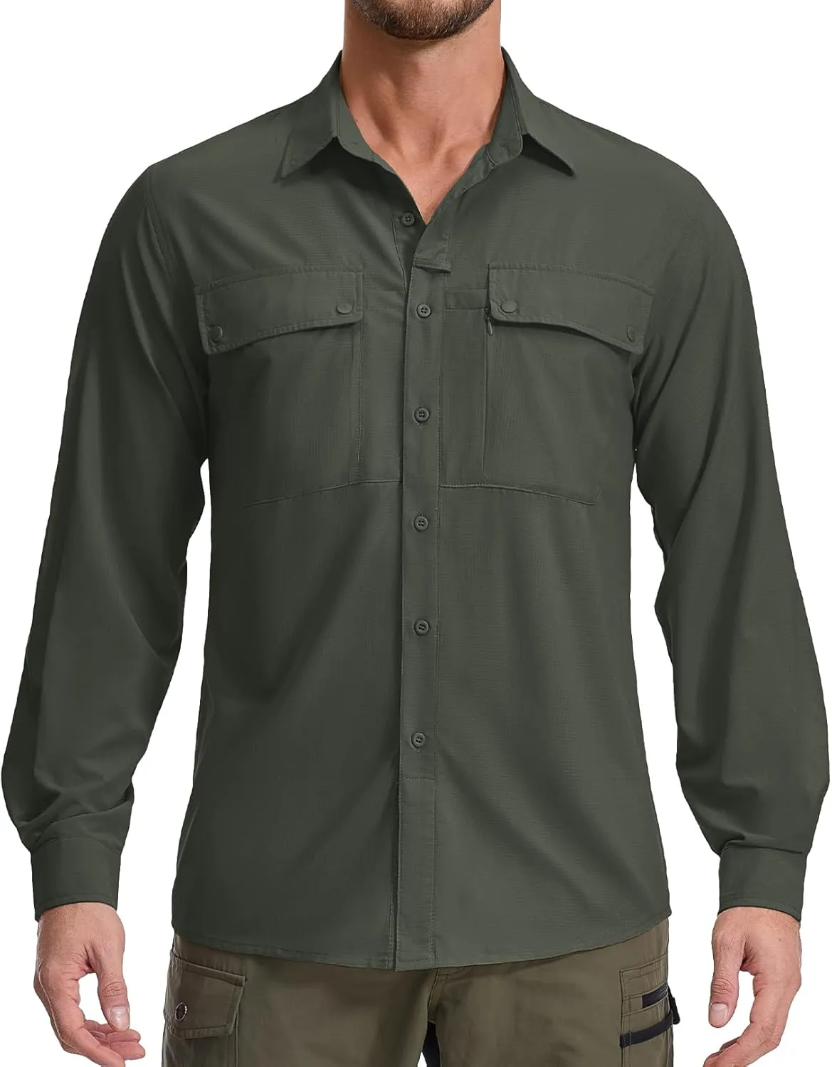 Men's Long Sleeve Hiking Fishing Shirts UPF 50  Sun Protection Quick Dry Shirts Outdoor Travel Safari Camping