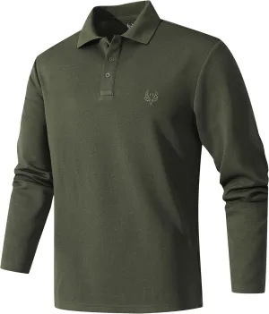 Men's Long Sleeve Polo Shirt Quick Dry Performance Tactical Shirts Daily Casual Stylish Collared Shirts for Men