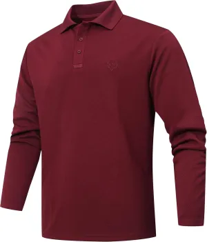 Men's Long Sleeve Polo Shirt Quick Dry Performance Tactical Shirts Daily Casual Stylish Collared Shirts for Men